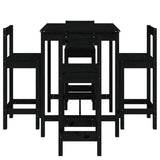 5 Piece Garden Bar Set Black Solid Wood Pine 3154744