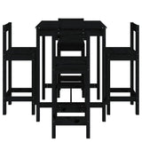 5 Piece Garden Bar Set Black Solid Wood Pine 3154744