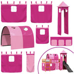 Kids' Loft Bed with Tower Pink 80x200 cm Solid Wood Pine 3309154