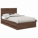 Bed Frame with Drawer Brown Oak 135 x 190 cm Engineer Wood 3409474