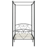 284442 Canopy Bed Frame without Mattress Grey Metal 120x200 cm