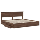 Storage Bed with Drawer Brown Oak 200 x 200 cm Engineered Wood 3410769