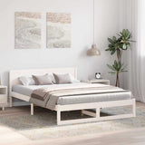 Bed Frame with Headboard White 150 x 200 cm Solid Pine Wood 873269