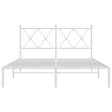 Metal Bed Frame without Mattress with Headboard White 135x190cm 376550