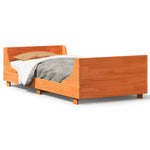 ZNTS Bed Frame without Mattress Wax Brown 100x200 cm Solid Wood Pine 850775