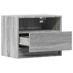 ZNTS Wall-mounted Bedside Cabinet with LED Lights Grey Sonoma 852071