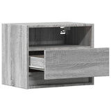 ZNTS Wall-mounted Bedside Cabinet with LED Lights Grey Sonoma 852071