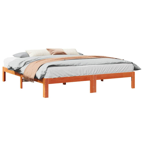 ZNTS Bed Frame without Mattress Wax Brown 180x200 cm Super King Solid Wood Pine 859225