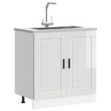 Sink Base Cabinet "Porto" High Gloss White 80x46x81.5 cm Engineered Wood 853929