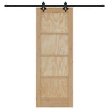 Sliding Door Natural and Black 73.5 x 198.5 cm Solid Pine Wood 3333522