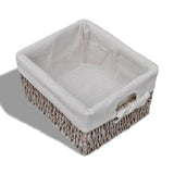 ZNTS Wooden Cabinet 3 Left Weaving Baskets Brown 240795