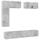 8 Piece TV Cabinet Set Concrete Grey Engineered Wood 3079124