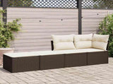 2 Piece Garden Sofa Set with Cushions Brown Poly Rattan Acacia 3328666