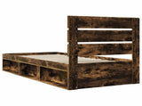 Bed Frame with Headboard Smoked Oak 90 x 190 cm Solid Pine Wood 3411796
