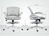 Drafting Chair with Flip-up Armrest, Mesh Office Stool with Foot Ring, 360 Degree Swivel Height T3398P344417