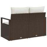 Garden Sofa with Cushion Brown 120 x 62 x 69cm Poly Rattan 42006763