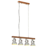320521 Industrial Ceiling Lamp Silver E27 Mango Wood