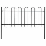Garden Fence BOXTEL with Hoop Top Steel 181x80 cm Black 144929