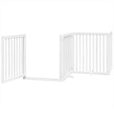 Dog Gate with Door Foldable 8 Panels White 640 cm Poplar Wood 3155678