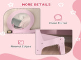 Kids Dressing Table Set Kids Make up Table with Stool and Mirror, Storage Drawers, Gift for Aged 3-8 T3398P379024