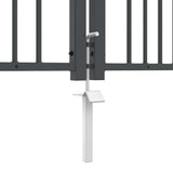 Fence Gate with Spear Top with Lock Grey 305 x 150 cm Steel 42009045