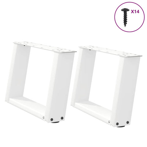 ZNTS Coffee Table Legs U-Shaped 2 pcs White 50x cm Steel 4012745