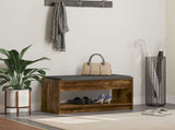 Hall Bench with Cushion with Shelf Smoked Oak 83 x 38 x 45 cm 891580
