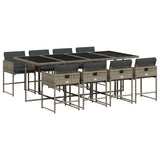 Garden Dining Set Grey Poly Rattan 8-seater Foldable 3211280