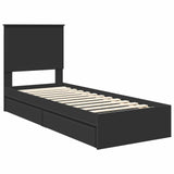 Storage Bed with Headboard Black 75 x 190 cm Engineered Wood 3411258