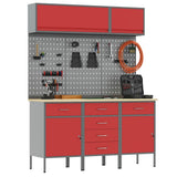 Work Cabinet Set with Drawer with Storage Manual 8 pcs Red 3321445