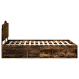 Bed Frame Smoked Oak 140 x 190 cm Solid Pine Wood 3413312