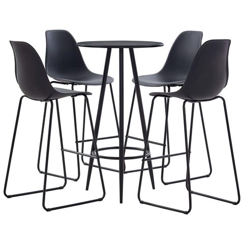 5 Piece Bar Set Plastic Black 279715