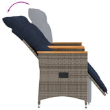 Reclining Garden Sofa 2-Seater with Table Grey Poly Rattan 365724