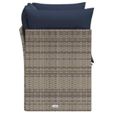 Garden Sofa with Cushion 8 pcs Grey and navy Poly rattan 366164