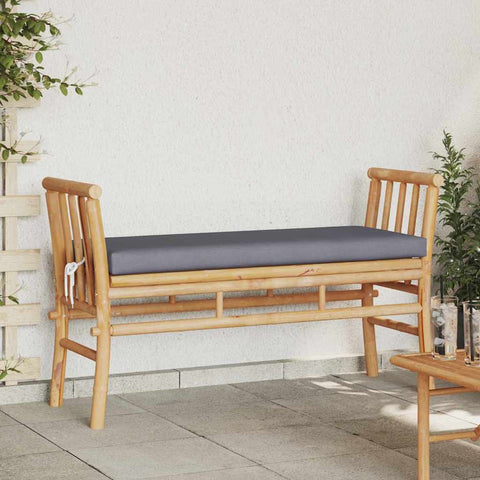 Garden Bench with Cushion Brown 110 x 38 x 65cm Bamboo 4108078