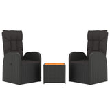 3 Piece Garden Lounge Set Black Poly Rattan&Solid Wood Acacia 3157664
