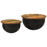 2 Piece Coffee Table Set Black Solid Wood Reclaimed 351753