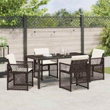Garden Dining Set 5 pcs Brown Poly Rattan 3380631
