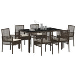 Garden Dining Set 7 pcs Brown Poly rattan 3334866