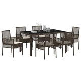 Garden Dining Set 7 pcs Brown Poly rattan 3334866