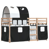 ZNTS Bunk Bed without Mattress White&Black 75x190 cm Small Single Solid Wood Pine 3284000