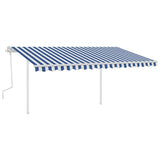 Manual Retractable Awning with Posts 4x3.5 m Blue and White 3070016