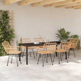Garden Dining Set 7 pcs Brown Powder-Coated Steel 3379182