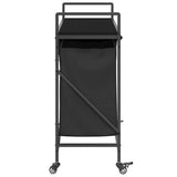 Laundry Basket 3 Compartments with Wheels Black Oak 859090