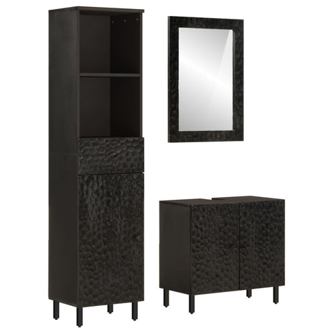 ZNTS 3 Piece Bathroom Cabinet Set Solid Wood Mango 3206294