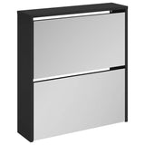 Shoe Cabinet with Mirror 2-Layer Black 63x17x67 cm 342629