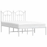 Metal Bed Frame without Mattress with Headboard White 120x190cm 353485