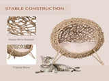 Wicker Cat Bed, Ball-Shaped Rattan Elevated Cat Basket with Three Tripod Legs, Cushion - Natural T3398P349858