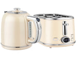 Polished Retro 40-100&degC Kettle and Toaster Set - Cream T3398P425424