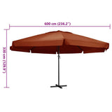 Garden Parasol with Aluminium Pole 600 cm Terracotta 47375